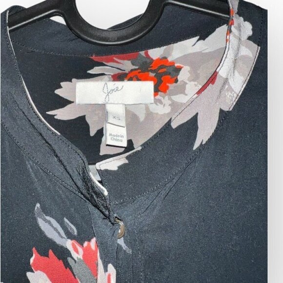 Joie Deon Silk Floral Print Long Sleeve boho Blouse Top Black red white flowy XS - Picture 4 of 5